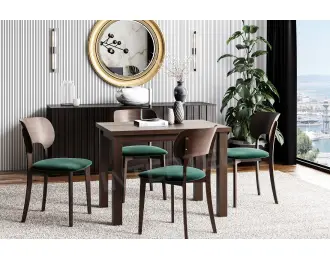 Komplet 4 krzeseł MODERN M35 i stół laminat  LARGO 70x100 orzech ciemny